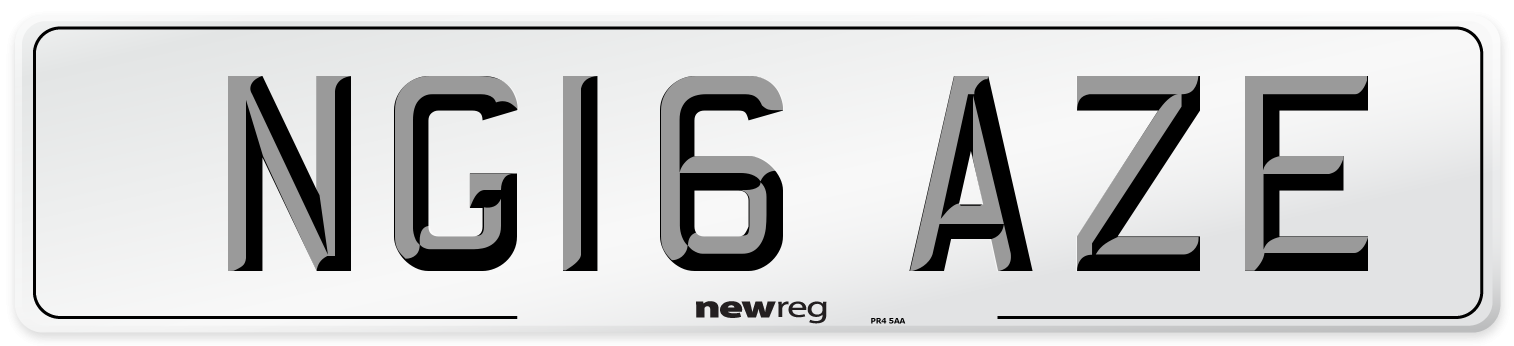 NG16 AZE Number Plate from New Reg